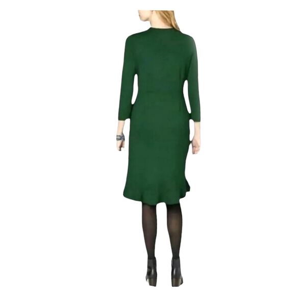 J. Jill Ponte Womens Dress Size Small Green Knit Ruffle Office Work Wear Career - Picture 6 of 12
